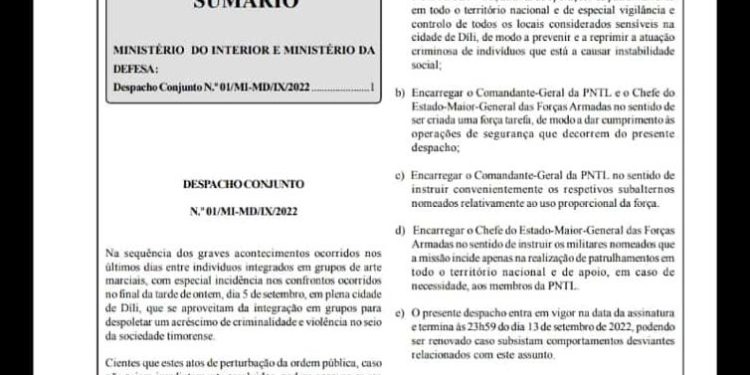 Prevene Konflitu, Governu Autoriza Operasaun Konjuntu