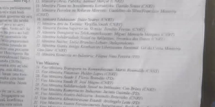 Lista Naran Membru IX Governu Konstituisionál