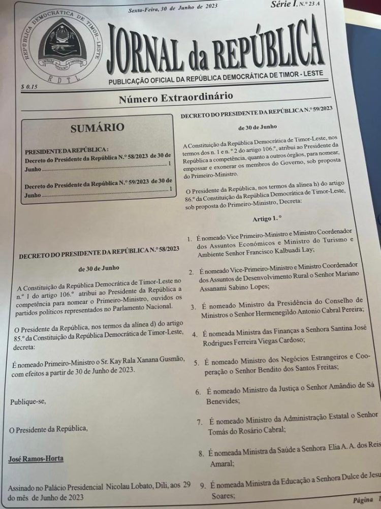 Dionisio Babo Rejigna an, Lista Ikus 46 Membru Governu