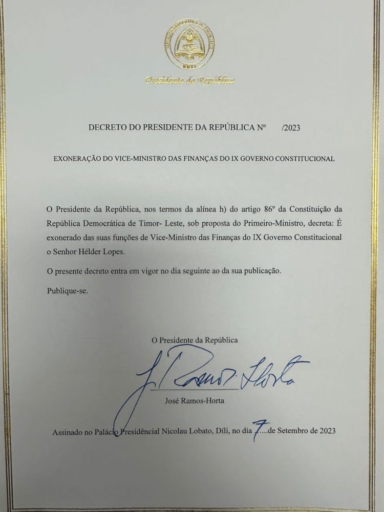 PR Horta Ezonera Vice Ministru Finansa Helder